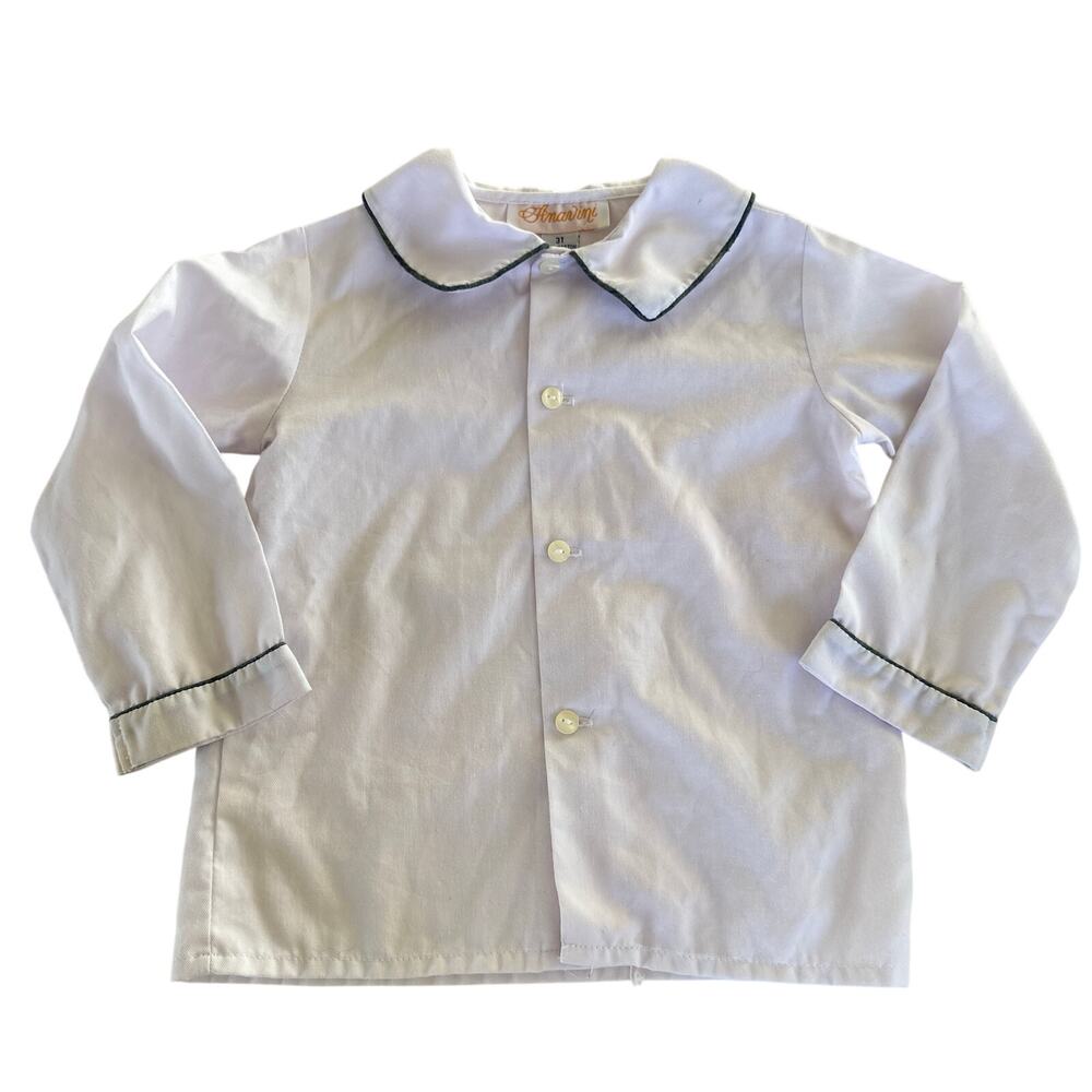 Anavini White Button Down Shirt Size 3T Blue Piping